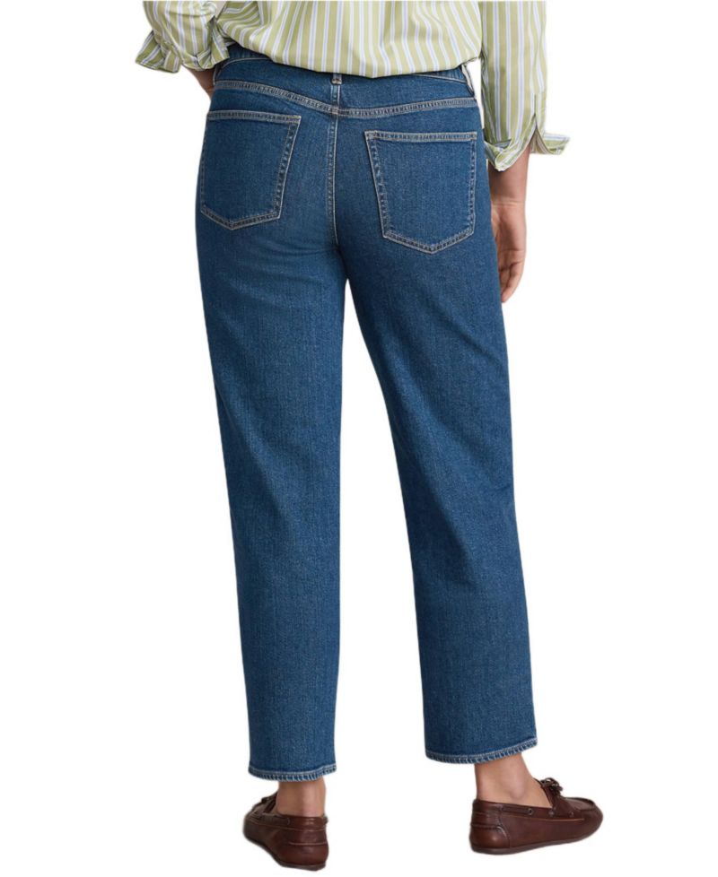 Petite Soft Denim Mid Rise Relaxed Straight Crop Jeans