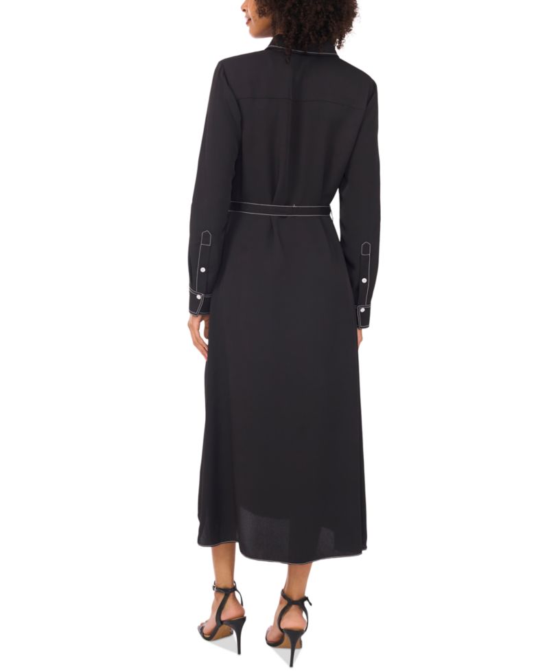 Women's Contrast-Stitching Shirtdress