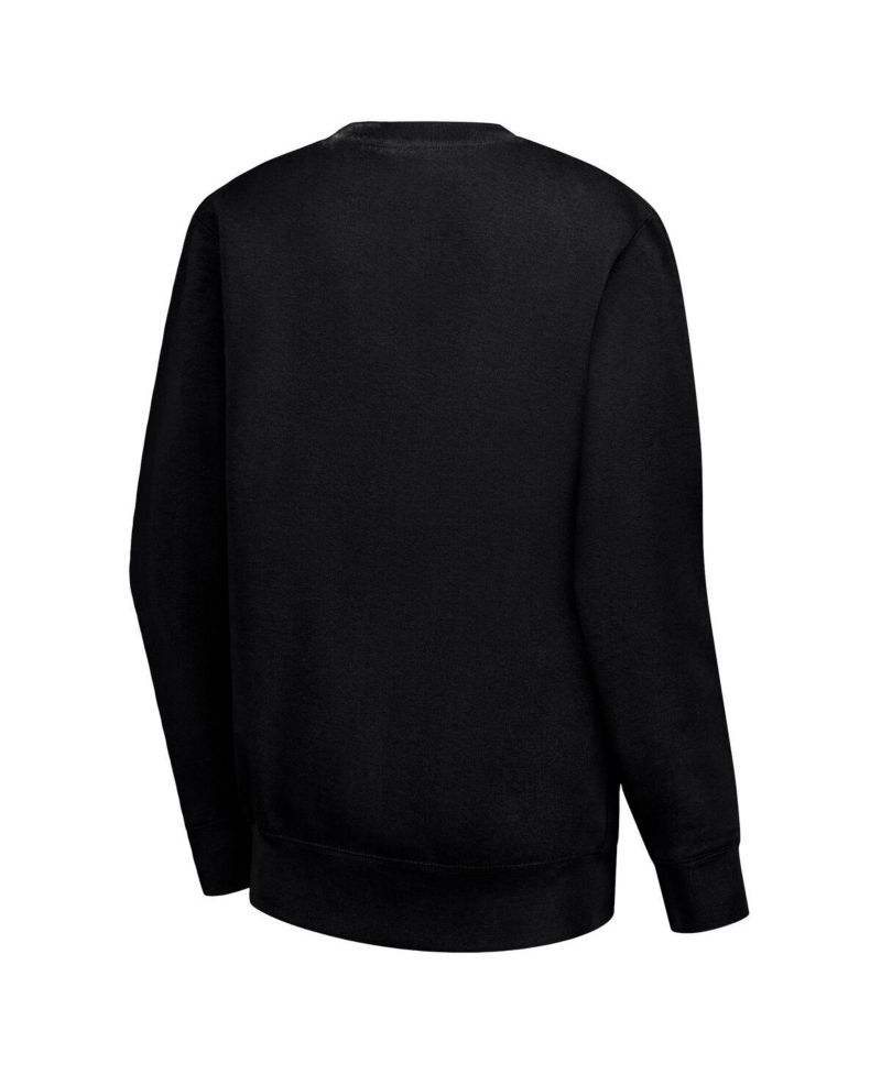 Women's Black Detroit Lions Dot Print Team Graphic Fleece Pullover Sweatshirt
