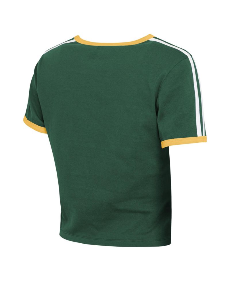 Women's Green Bay Packers Cropped Throwback Cotton-Blend T-Shirt