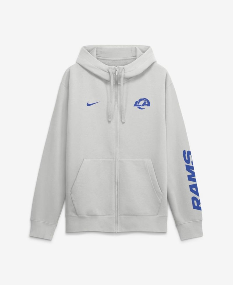 Men's Gray Los Angeles Rams Cool Down Club Full-Zip Hoodie