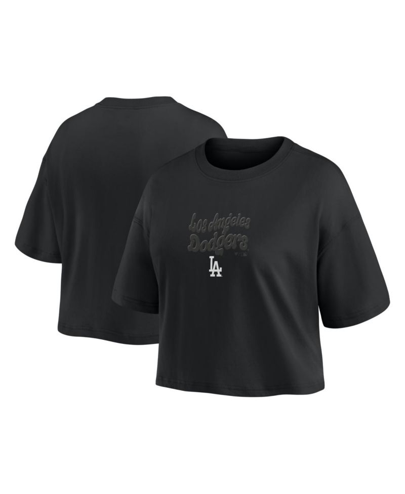 Women's Los Angeles Dodgers Blackout Wave Cropped Top