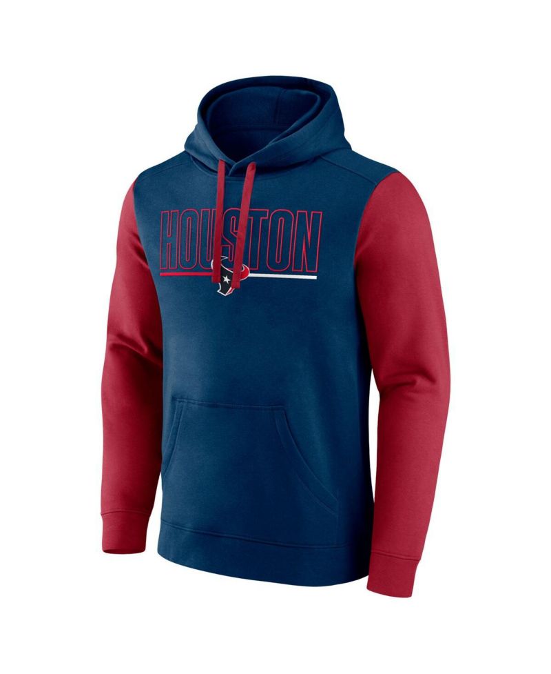 Men's Navy/Red Houston Texans Outline Pullover Hoodie