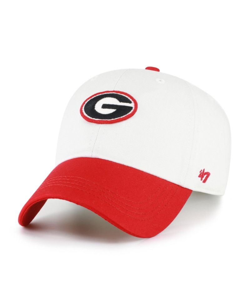 Men's '47 White/Red Georgia Bulldogs Contemporary Basics Two Tone Clean Up Adjustable Hat