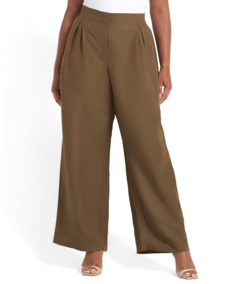 Women's Katrina Linen-Blend Pleated Wide-Leg Pants