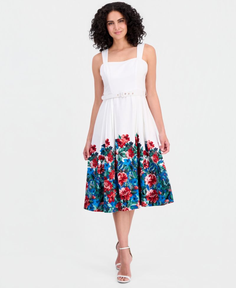 Women's Border Print Midi Tank Dress