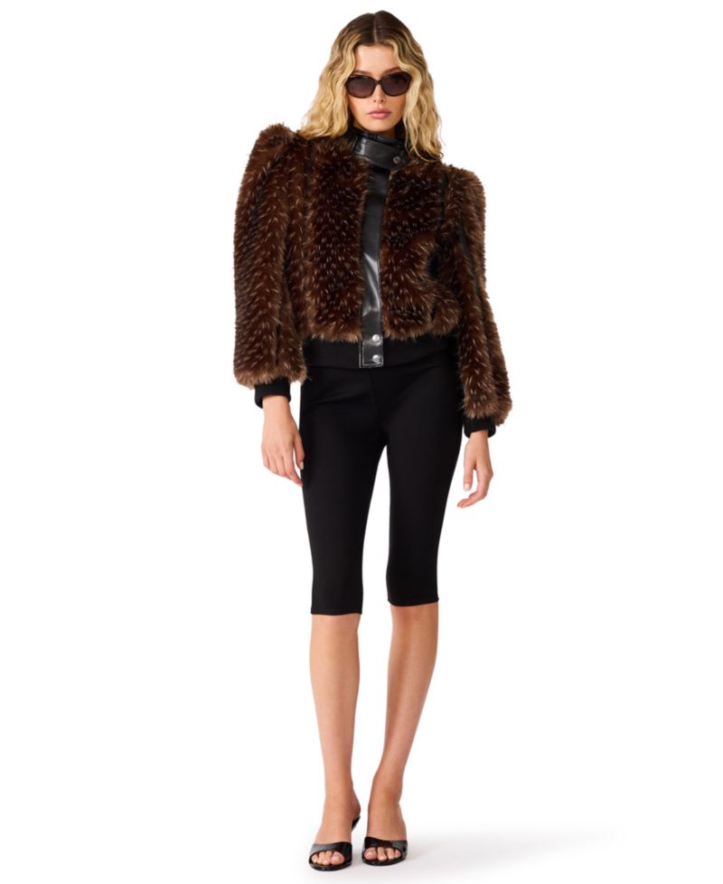 Women's Pru Faux-Fur Cropped Mock-Neck Jacket