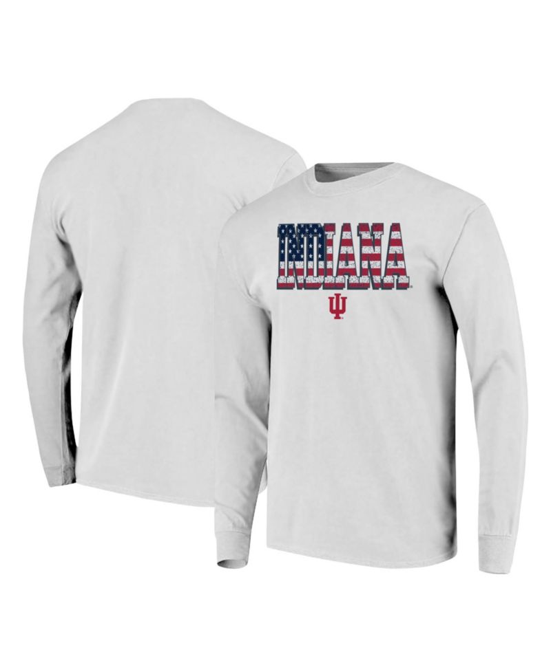 Men's White Indiana Hoosiers Tall Type Flag Long Sleeve T-Shirt