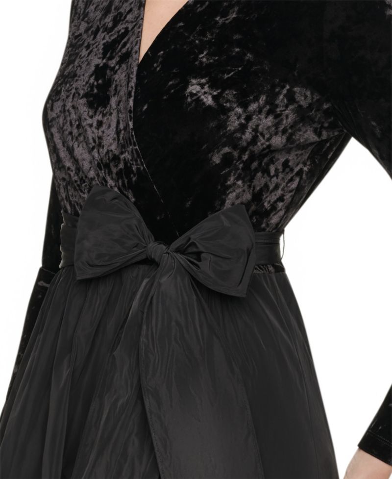 Women's V-Neck Fit & Flare Velvet Dress
