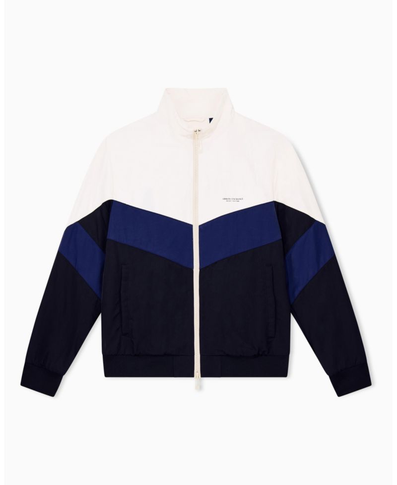Men's Nylon Chevron Color Block Jacket