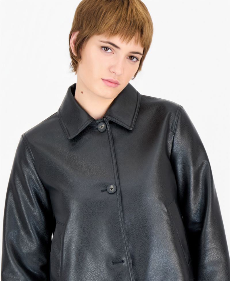 Women's Laydown Collar Cropped Snap Jacket