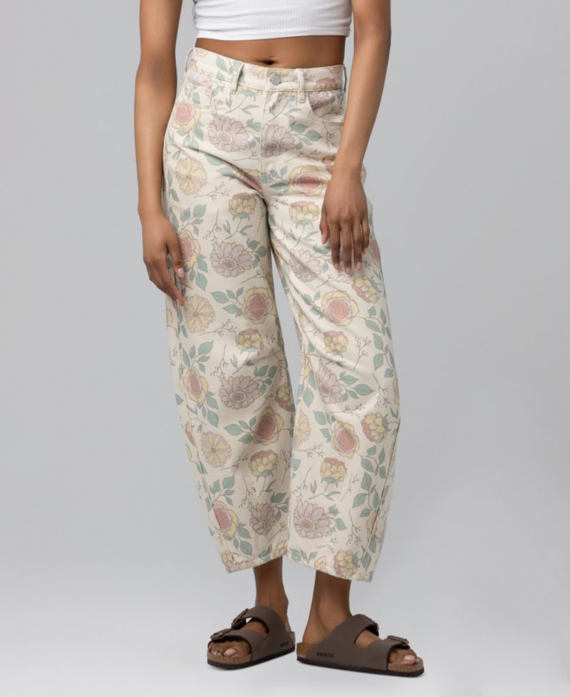 Women's Printed High-Rise Barrel-Leg Jeans
