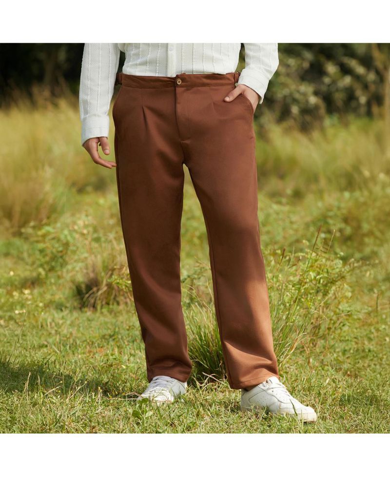 Men's Chocolate Brown Tailored Suede Trousers