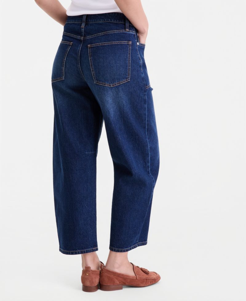 Women's Utility-Pocket Cropped Barrel-Leg Jeans