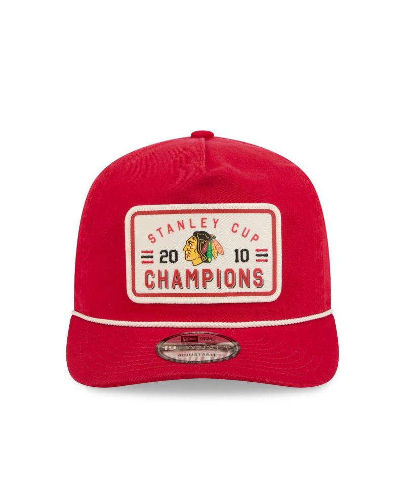 Men's Red Chicago Blackhawks Throwback Stanley Cup Champions Side Patch 19TWENTY Adjustable Hat