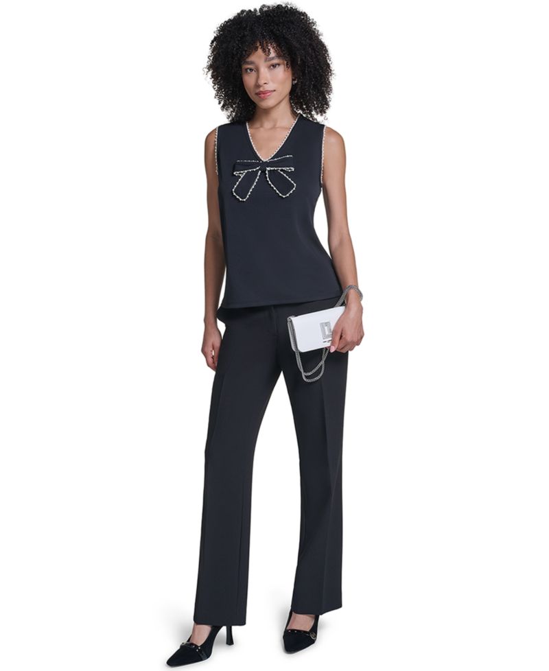 Petite Sleeveless V-Neck Bow Detail Blouse