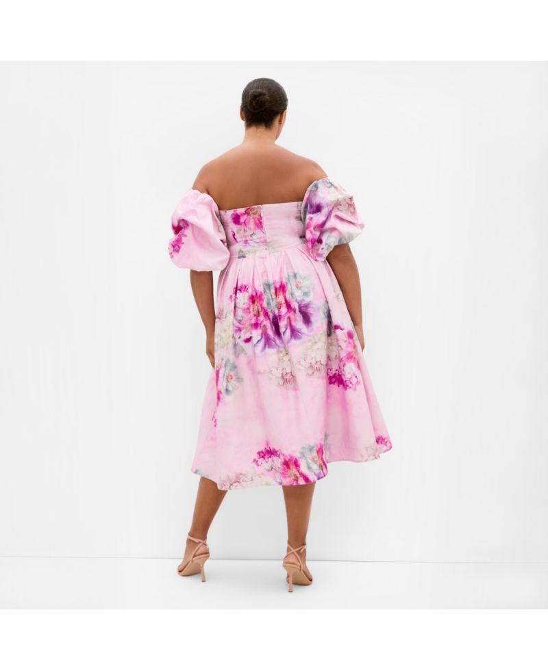 Women's Rosalee Garden Print Puff Sleeve Midi Dress