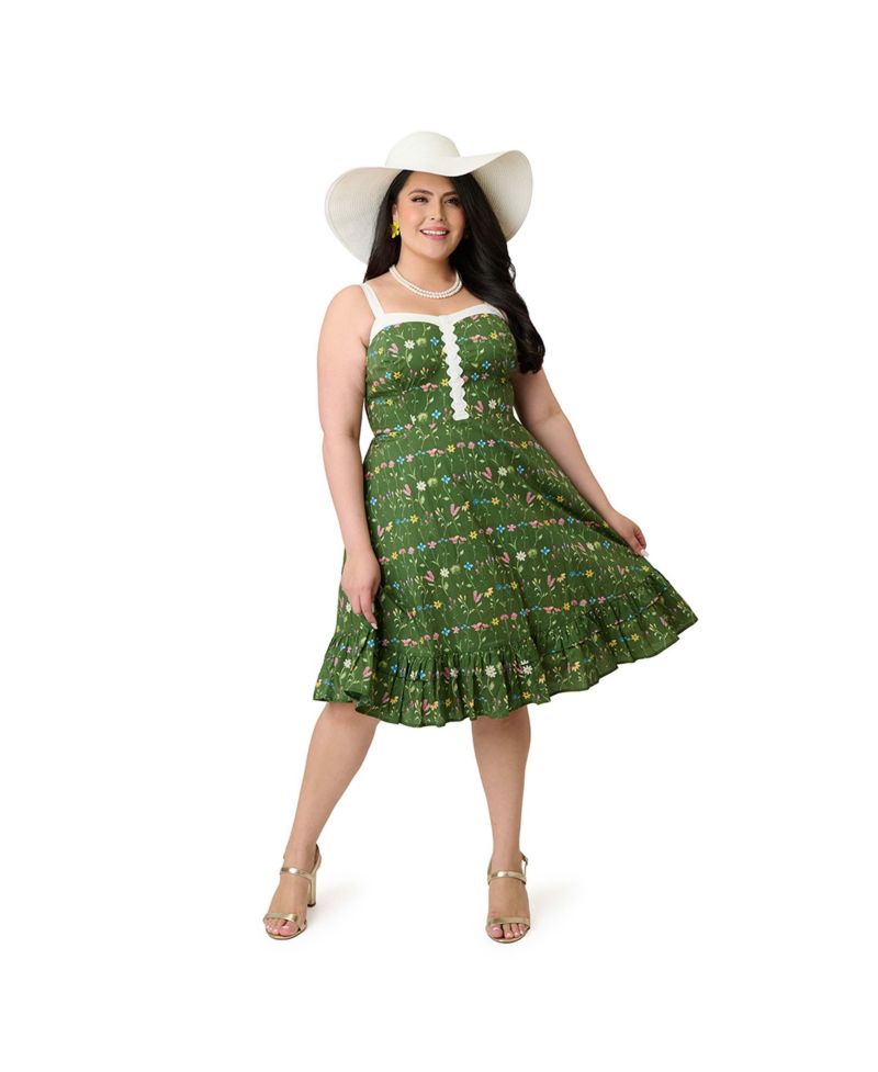 Plus Size 1950s Sleeveless Swing Dress