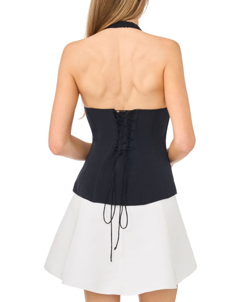 Women's Square Neck Halter Combo Mini Dress