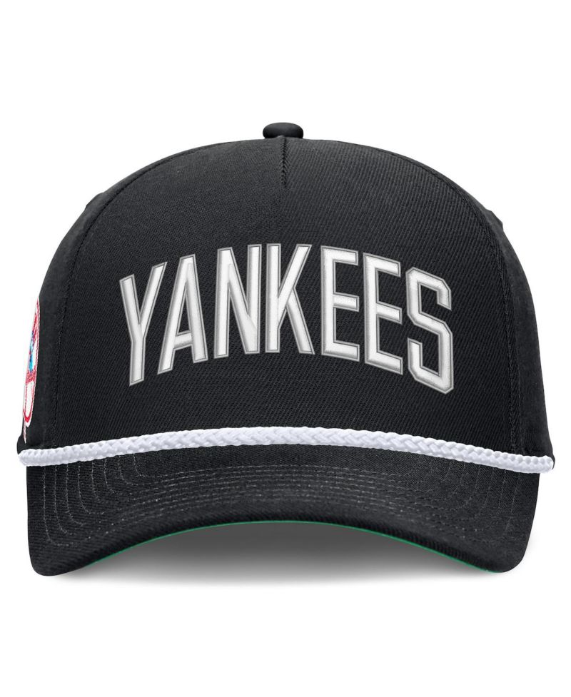 Men's Black New York Yankees Cooperstown Collection Rise Adjustable Hat