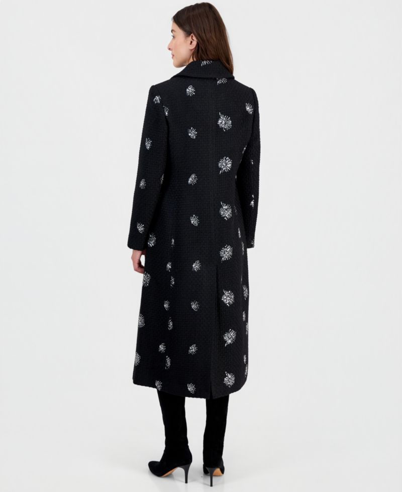 Women's Single-Breasted Sparkle Boucl&eacute; Maxi Coat