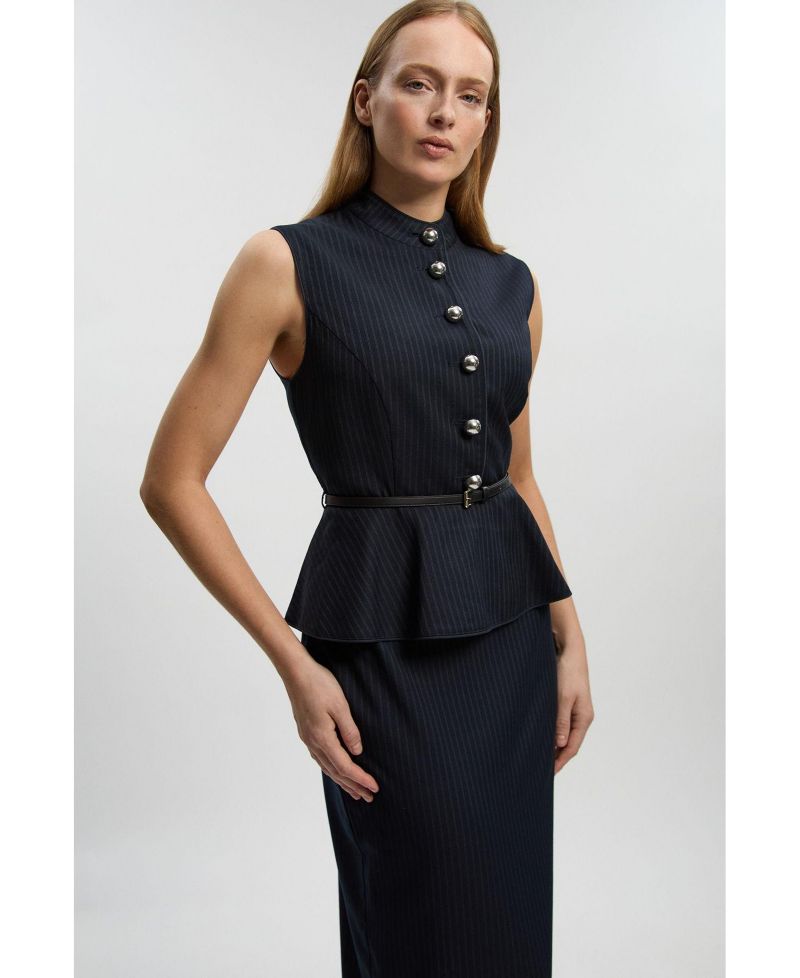 Women's Sleeveless Peplum Midi Dress
