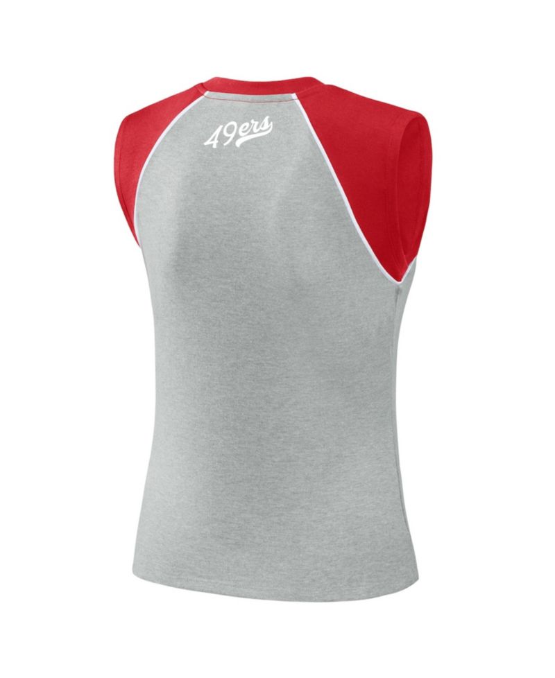 Women's Gray San Francisco 49ers Cropped Raglan Tank Top