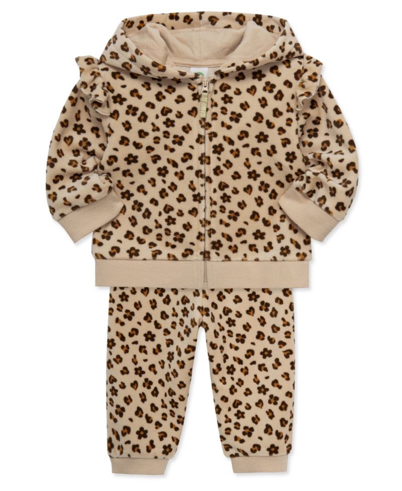 Baby Girls' Leopard Print Hoodie and Joggers, 2-Piece Set
