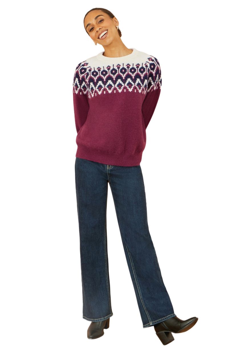 Women's Fair Isle Relaxed Fit Knitted Sweater