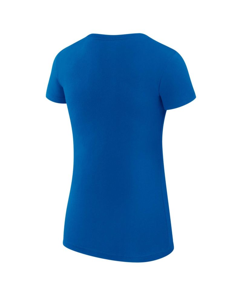 Women's Blue New York Knicks Super-Slim Fit Lightweight Leopard Heart T-Shirt