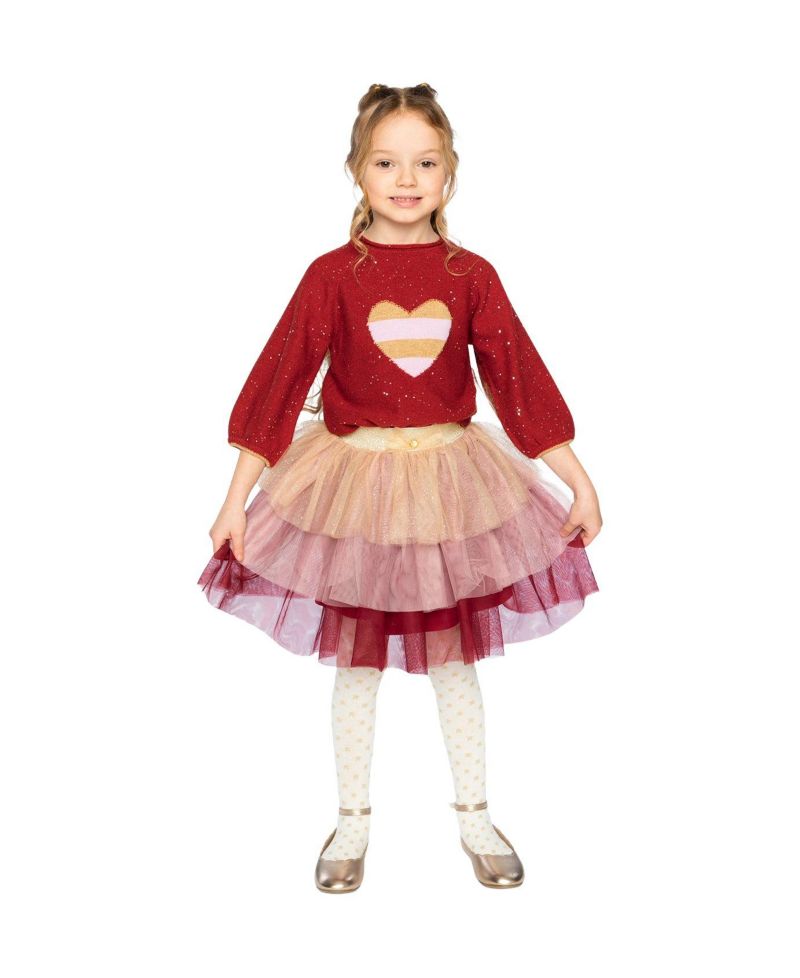 Little and Big Girl(6-14) Sleeve Knitted Sweater