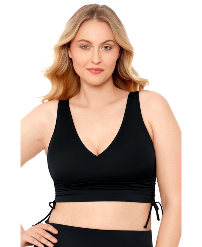 Women's Supportive and Sculpting Cinched Adjustable Midkini Swimsuit Top