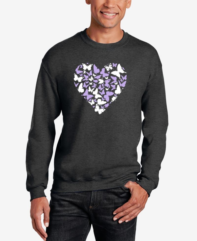Men's Butterfly Heart Word Art Crewneck Sweatshirt