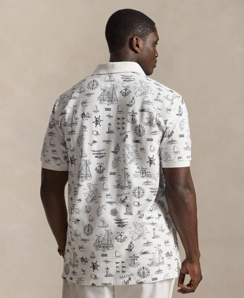 Men's Big & Tall Short-Sleeve Nautical Print Mesh Polo Shirt