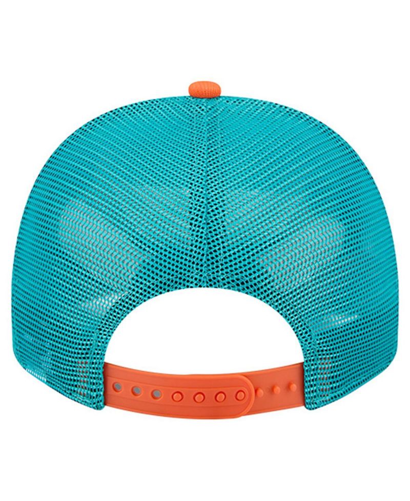Men's Cream/Aqua Miami Dolphins Banner A-Frame 9FIFTY Trucker Snapback Hat