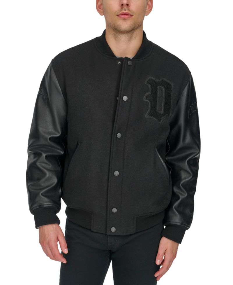 Men's Mixed-Media Varsity D Bomber Jacket