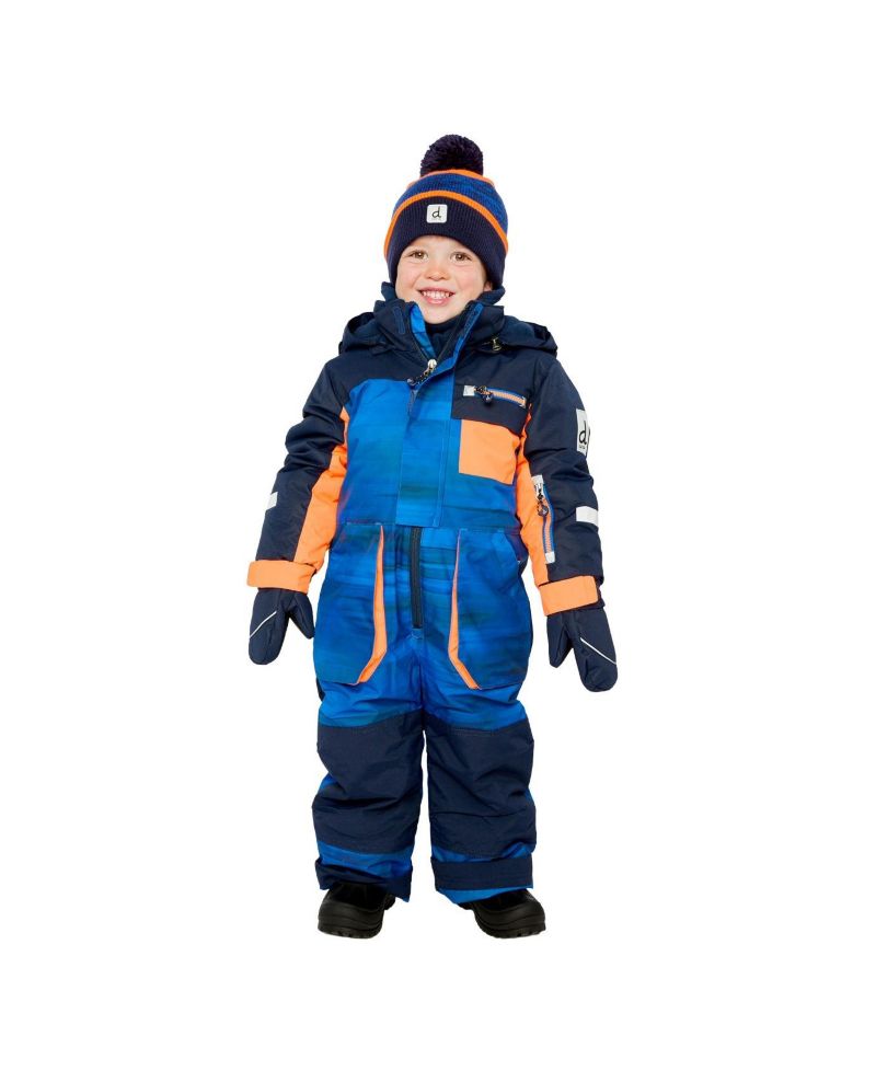 Big Boys (6-14) One Piece Play Snowsuit Blue with Stripes