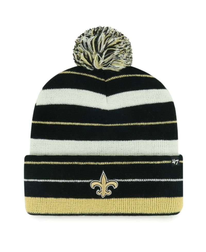 Men's Black New Orleans Saints Powerline Cuffed Knit Hat with Pom