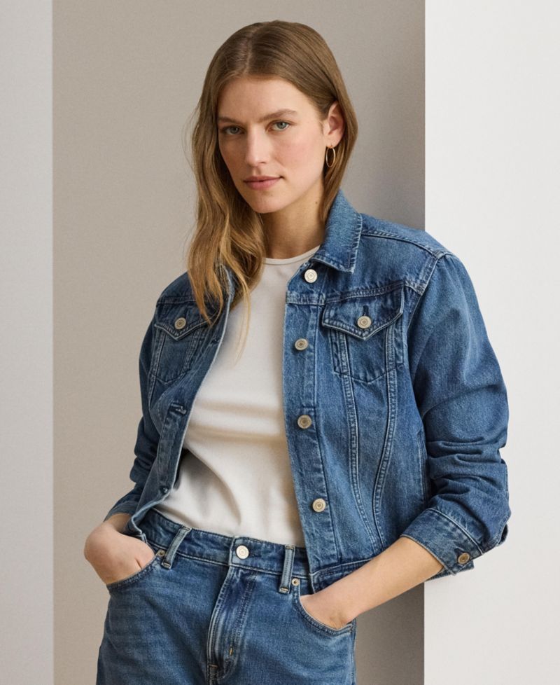 Women's Buttoned Placket Denim Trucker Jacket