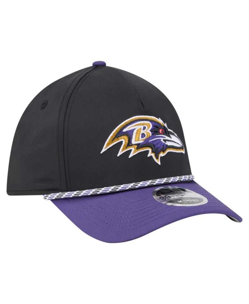 Men's Black/Purple Baltimore Ravens Rope M-Crown A-Frame 39THIRTY Flex Hat