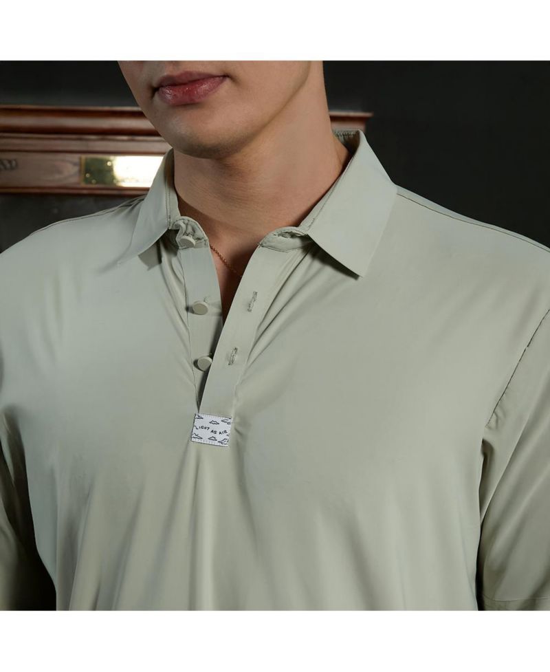 Men's Sage Green Seamless Solid Polo T-Shirt