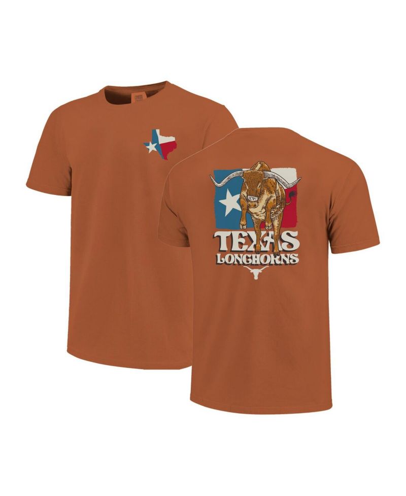 Men's and Women's Burnt Orange Texas Longhorns Hyper Local Bevo State Flag T-Shirt