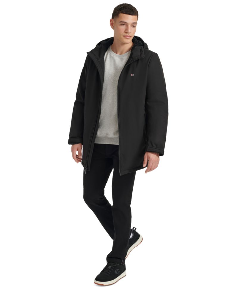Men's Performance Hooded, Faux Sherpa-Lined Peacoat Jacket