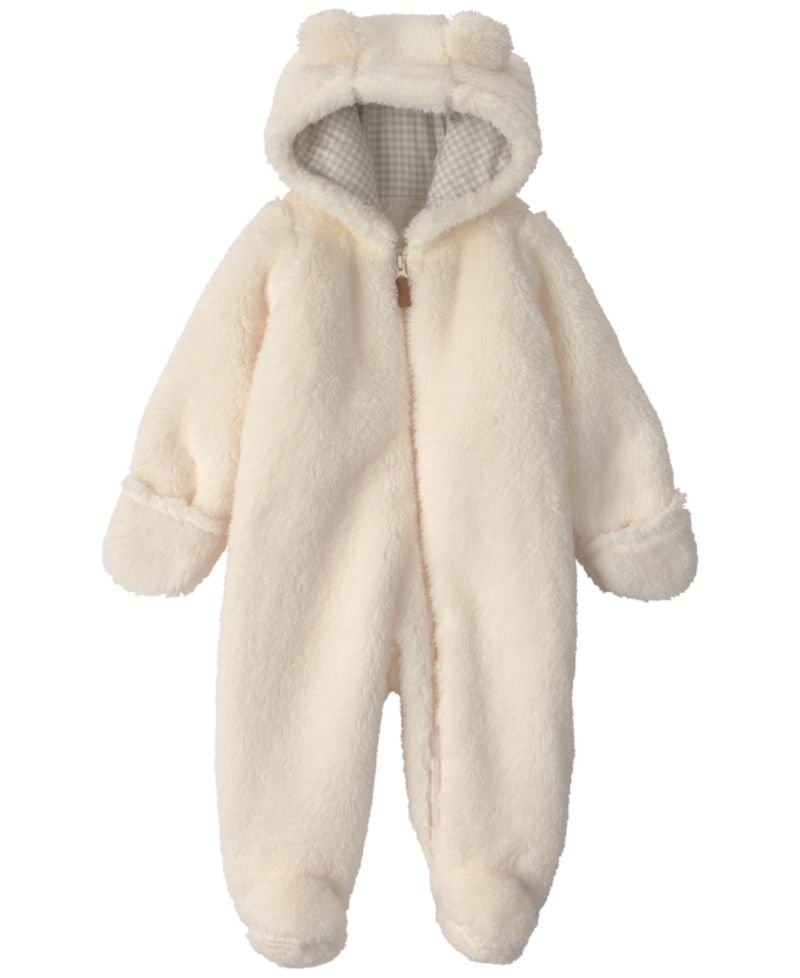 Baby Boys' and Girls' Teddy Fleece Hooded Jumpsuit