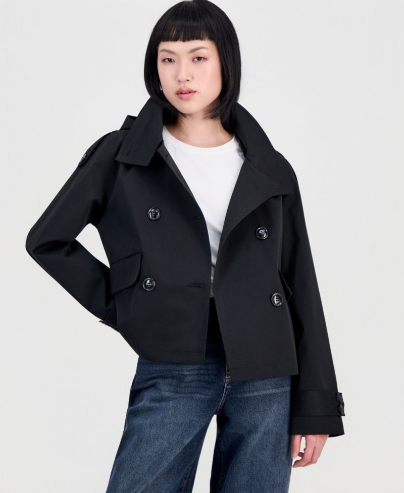 Women's Short Hooded Trench Coat