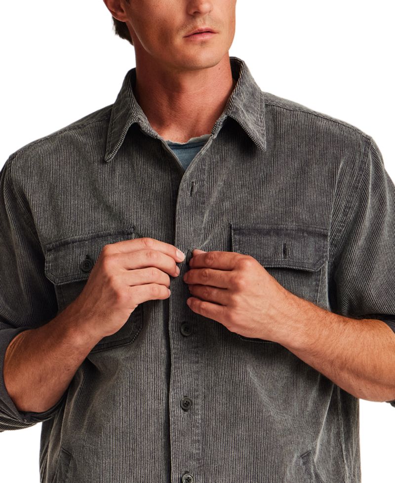 Men's Distressed Corduroy Overshirt Jacket