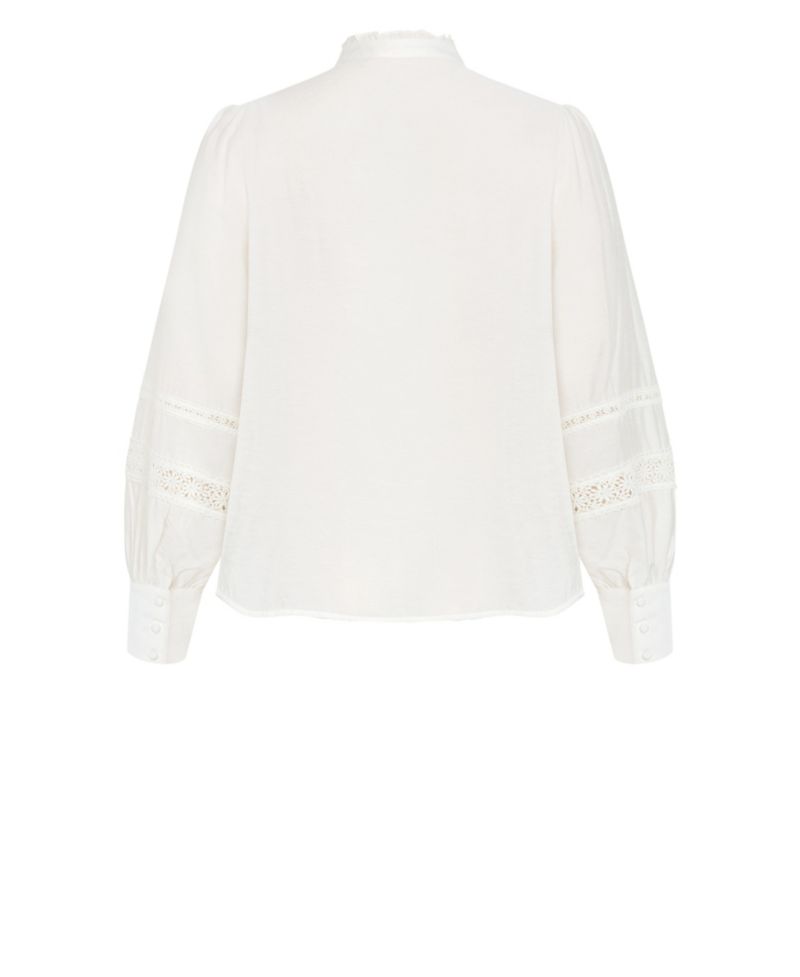 Plus Size Whimsical High-Neck Embroidered Long-Sleeve Shirt