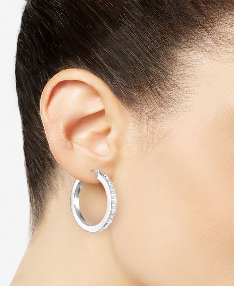 Diamond Round Hoop Earrings (0.01 ct. t.w.) in 10k White Gold