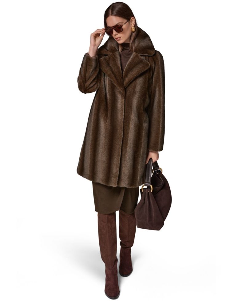 Women's Notched-Collar Faux-Fur Coat