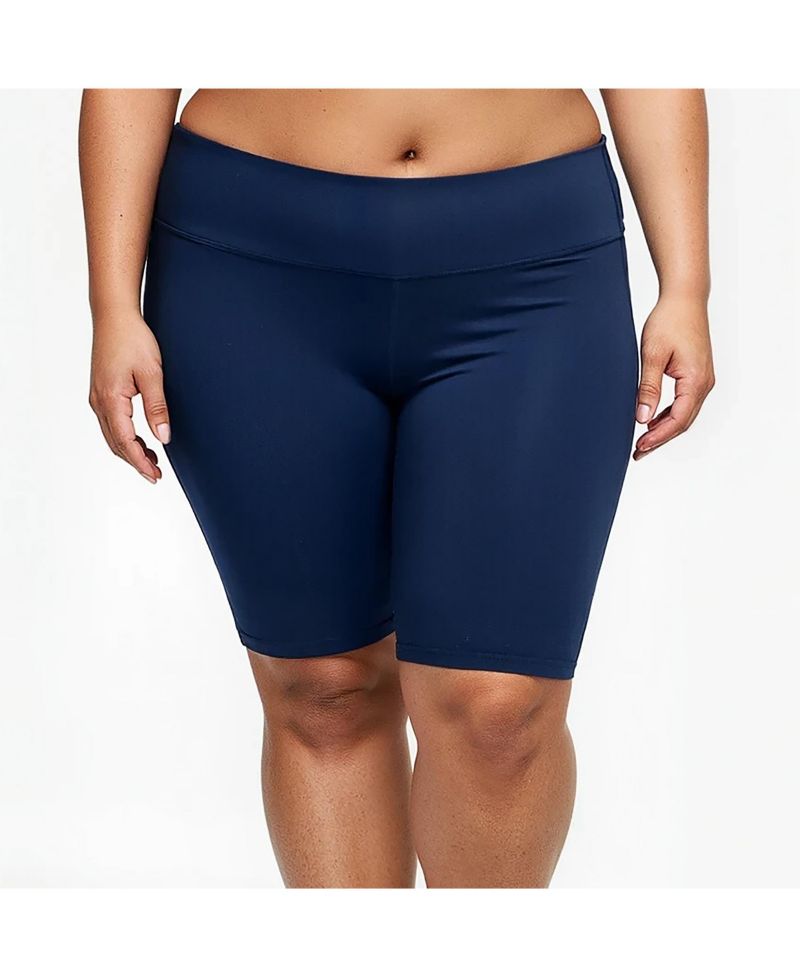 Plus Size Chlorine Resistant High Waisted Long Bike Swim Shorts